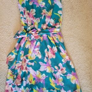 Express Strapless Tropical Floral Dress